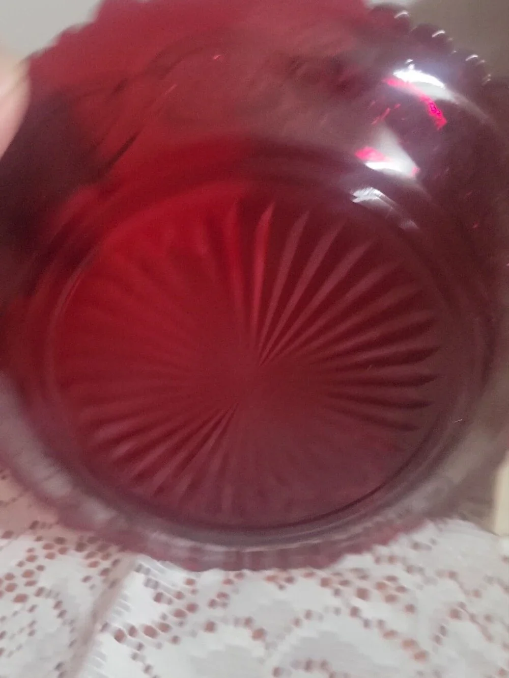 Avon 1876 Cape Cod Collection Deep Ruby Glass Dessert Plates - Pair